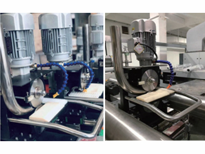 选装配件——切边机，高精度双刀切边机。